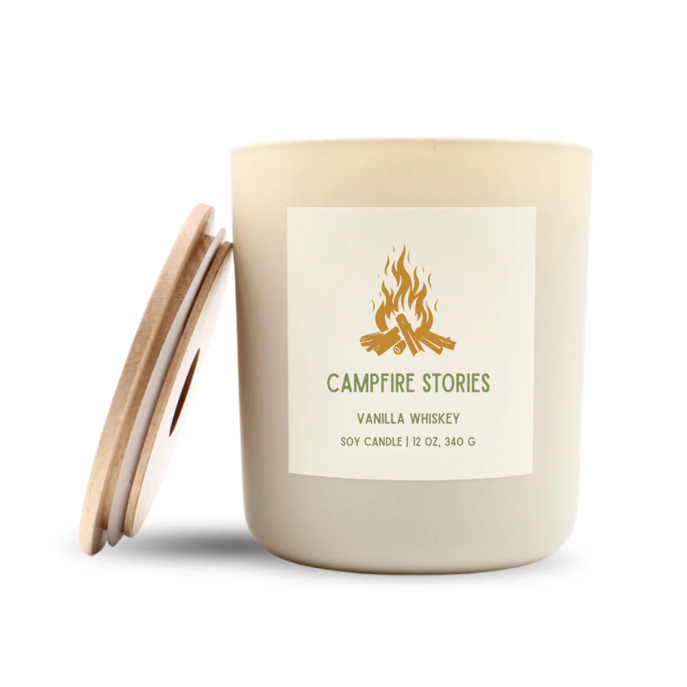 Campfire Stories Luxe Soy Candle, Optional Name Drop
