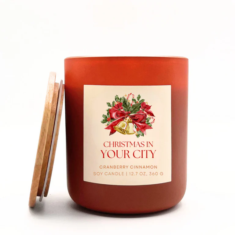 Christmas Name Drop Candle, Cranberry Cinnamon