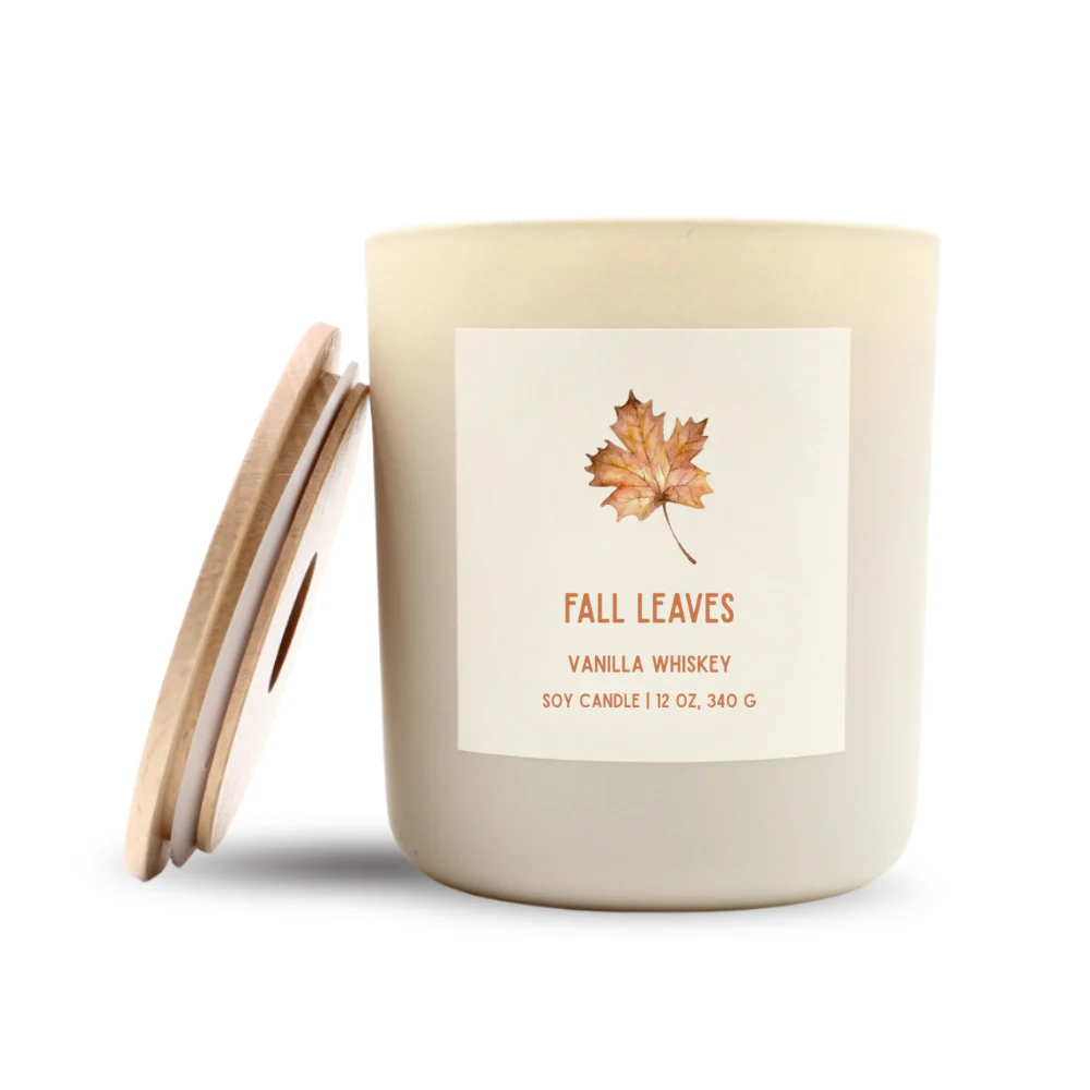 Fall Leaves Luxe Soy Candle, Optional Name Drop