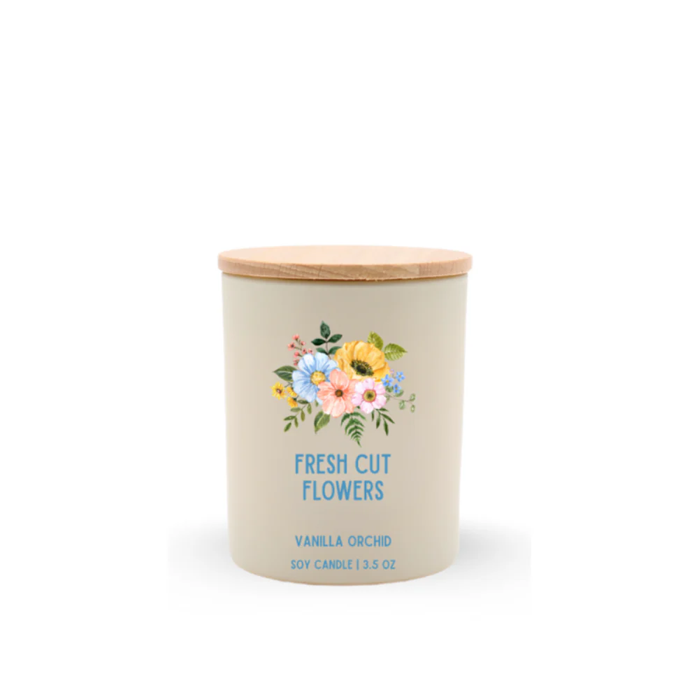 Fresh Cut Flowers Travel Soy Candle, Optional Name Drop