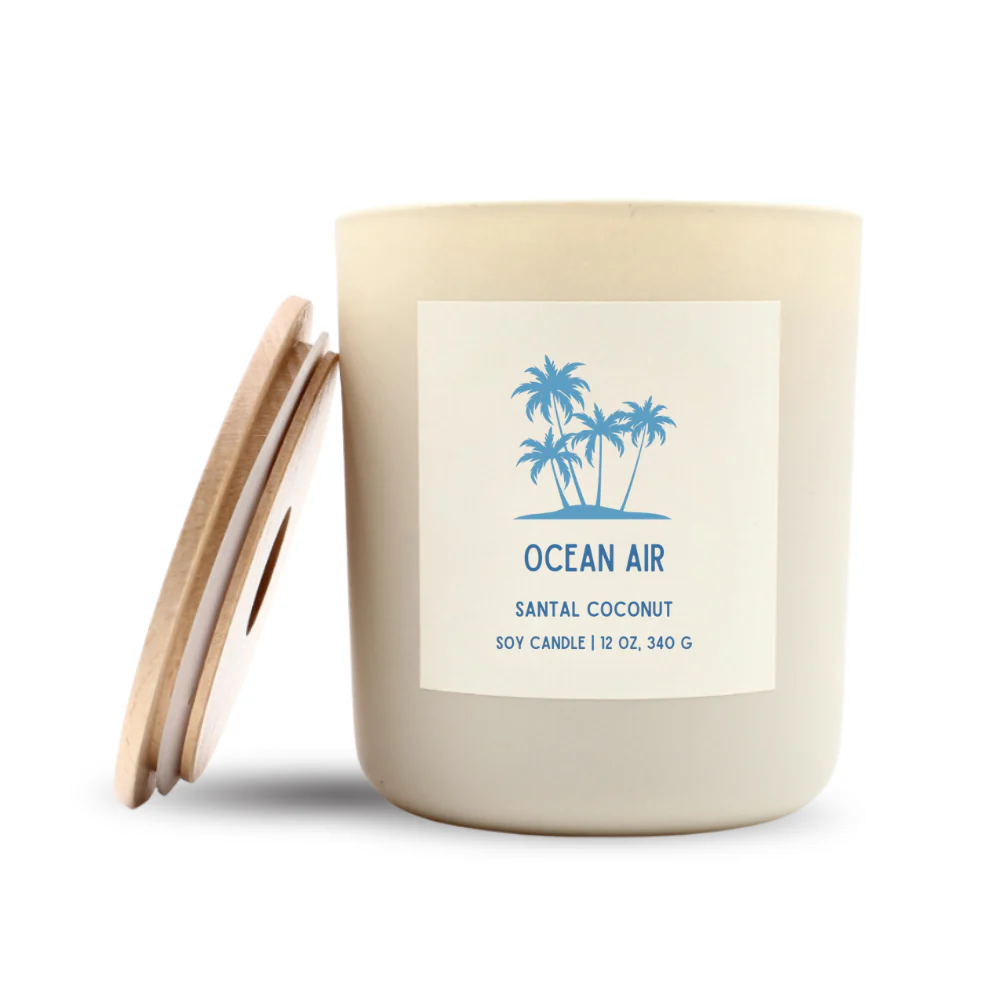 Ocean Air Luxe Soy Candle, Optional Name Drop