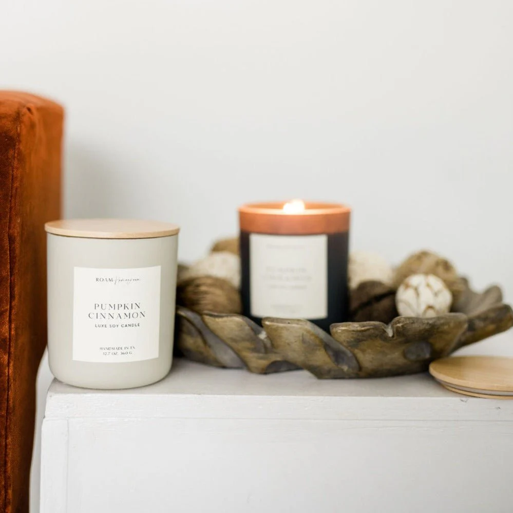 Pumpkin Cinnamon Soy Candle, 12.7 oz, Matte Glass with Wood Lid - Image 3