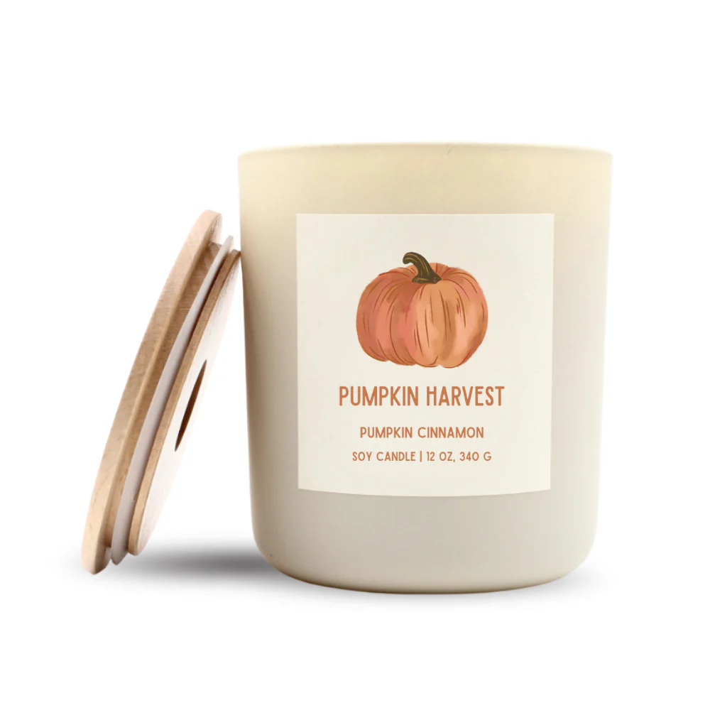 Pumpkin Harvest Luxe Soy Candle, Optional Name Drop