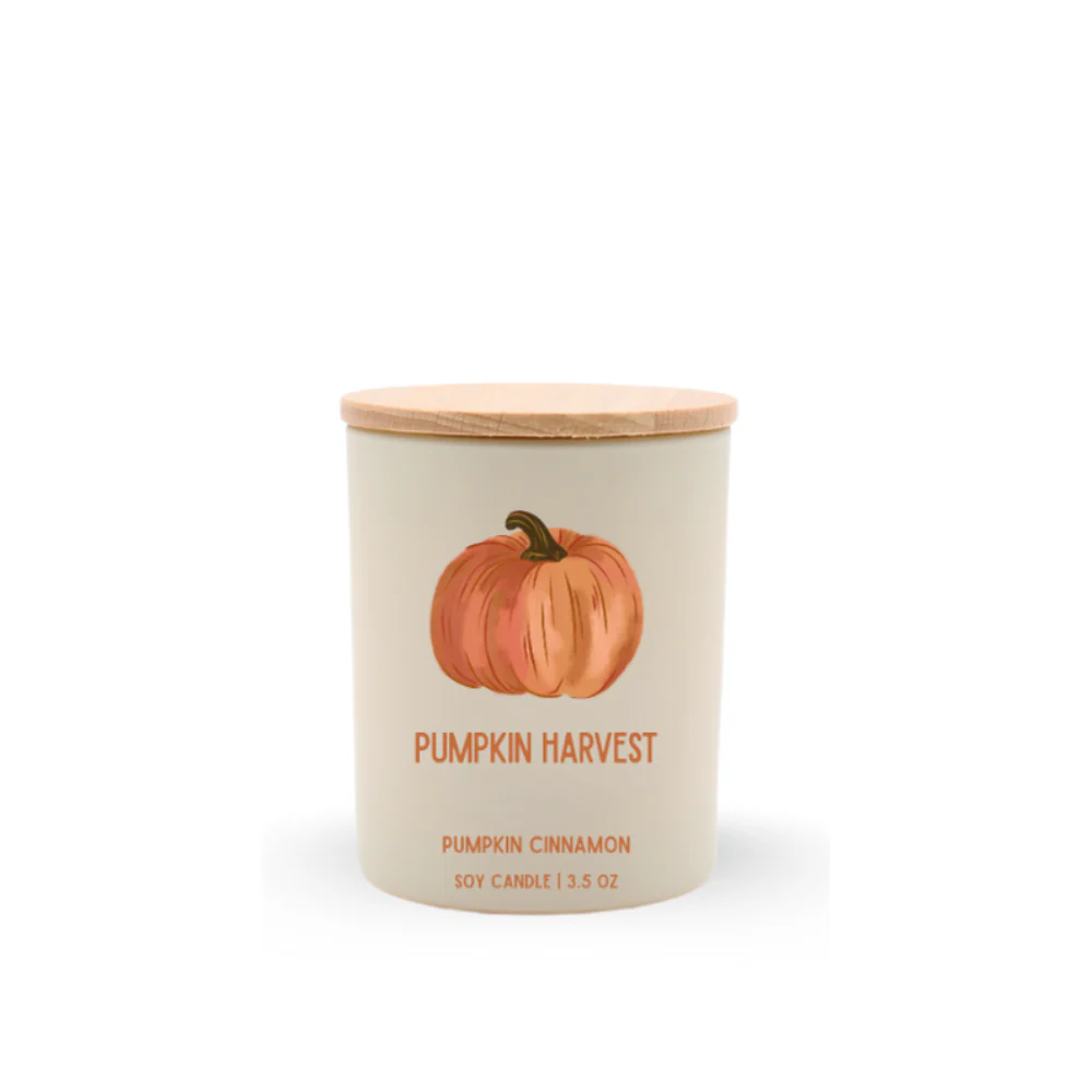 Pumpkin Harvest Travel Soy Candle, Optional Name Drop