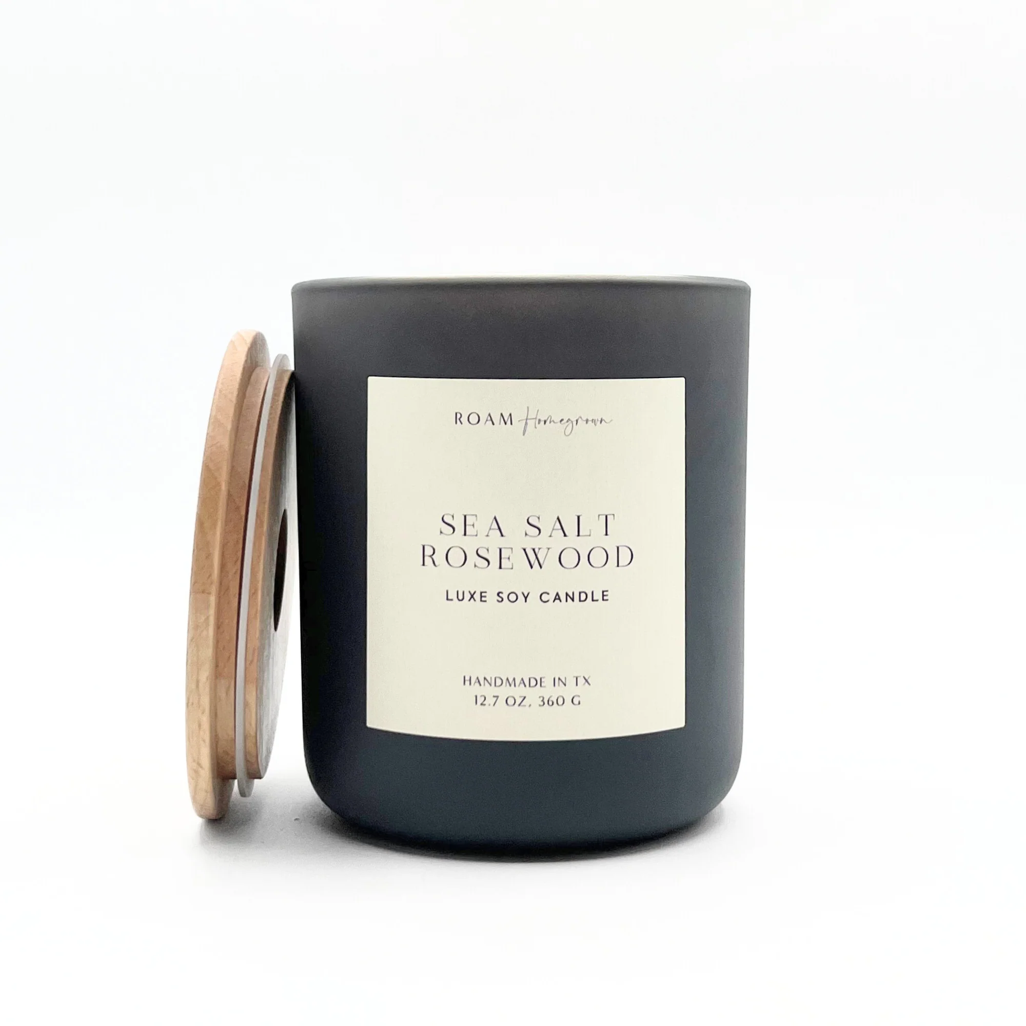 Sea Salt Rosewood Luxe Soy Candle, Smoke