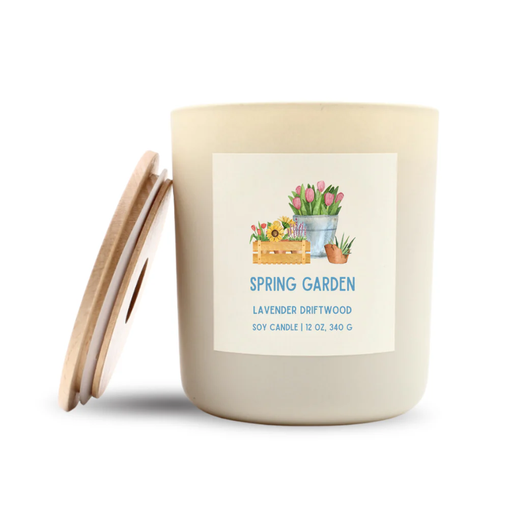 Spring Gardens Luxe Soy Candle, Optional Name Drop