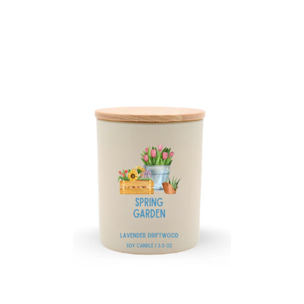 Spring Gardens Travel Soy Candle, Optional Name Drop