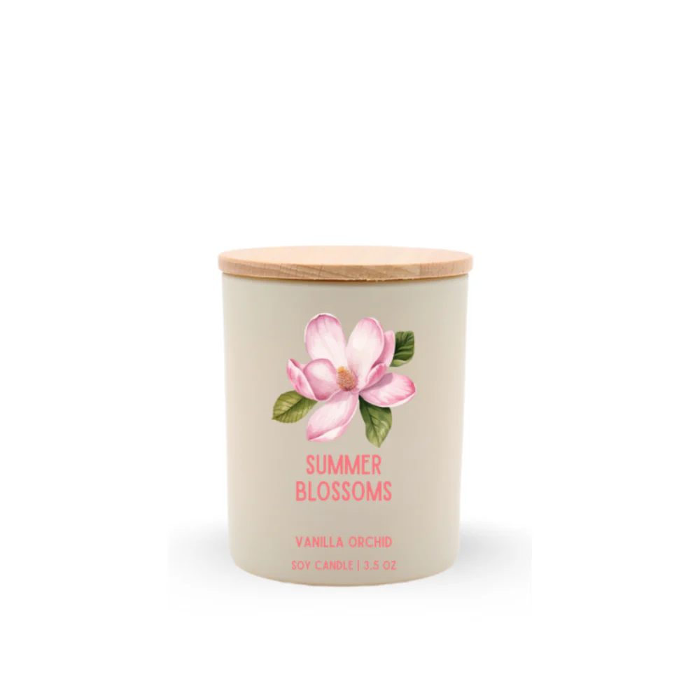Summer Blossoms Travel Soy Candle, Optional Name Drop