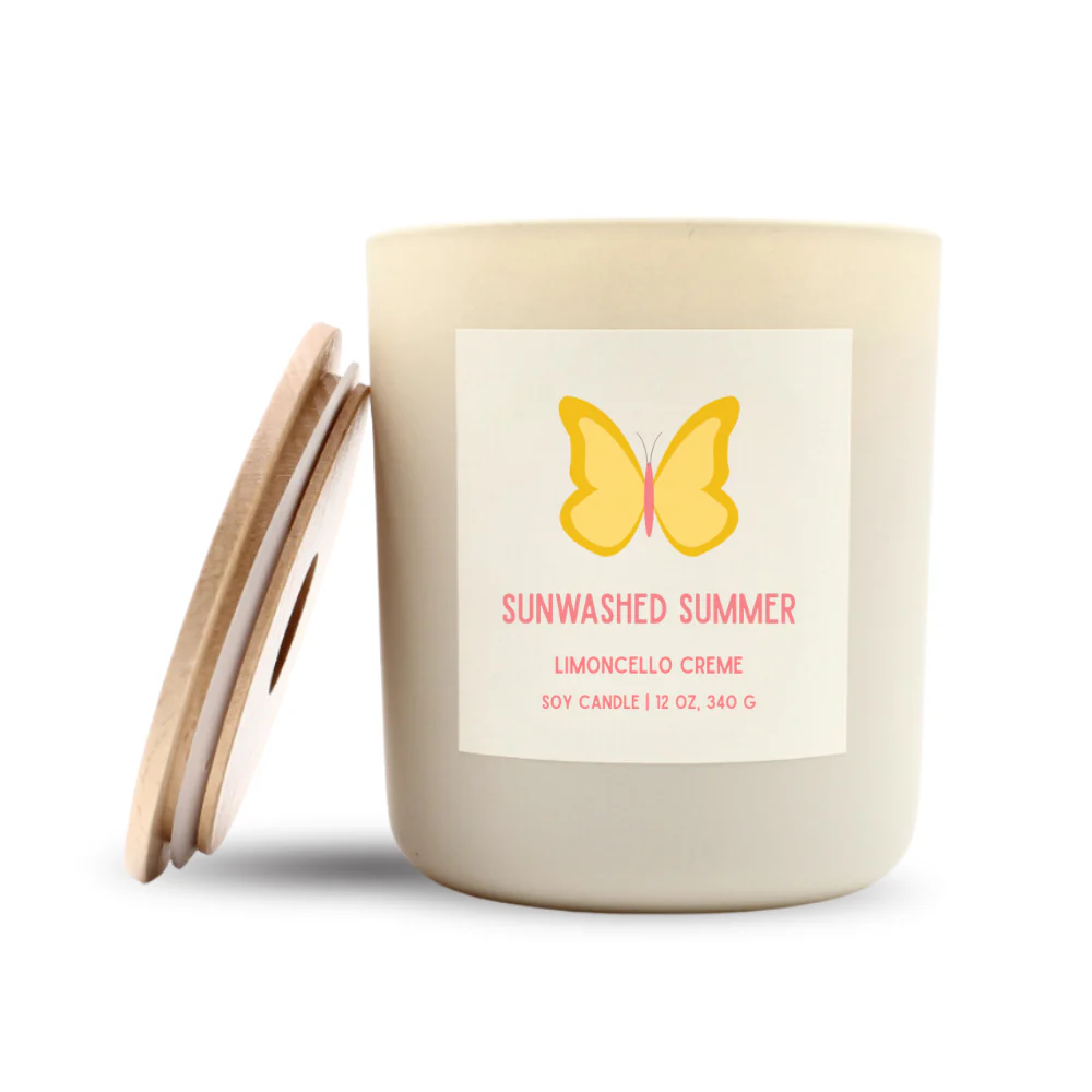 Sunwashed Summer Luxe Soy Candle, Optional Name Drop