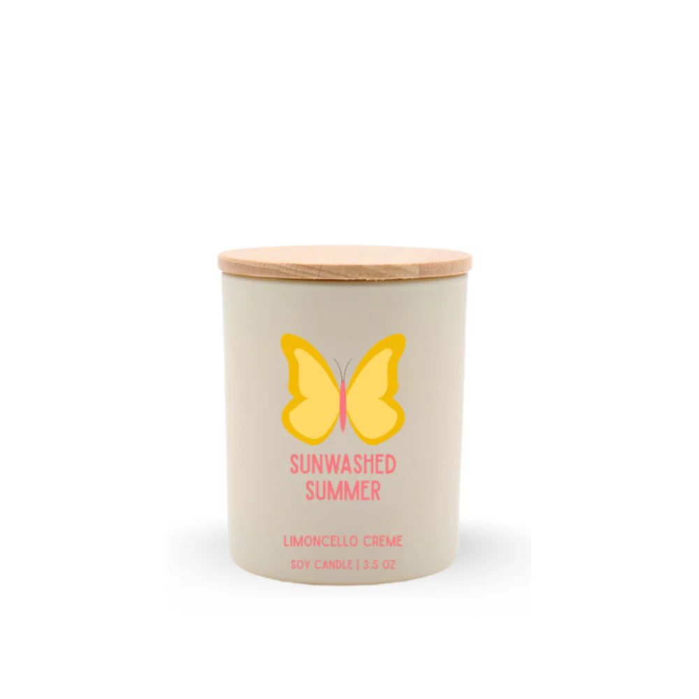 Sunwashed Summer Travel Soy Candle, Optional Name Drop